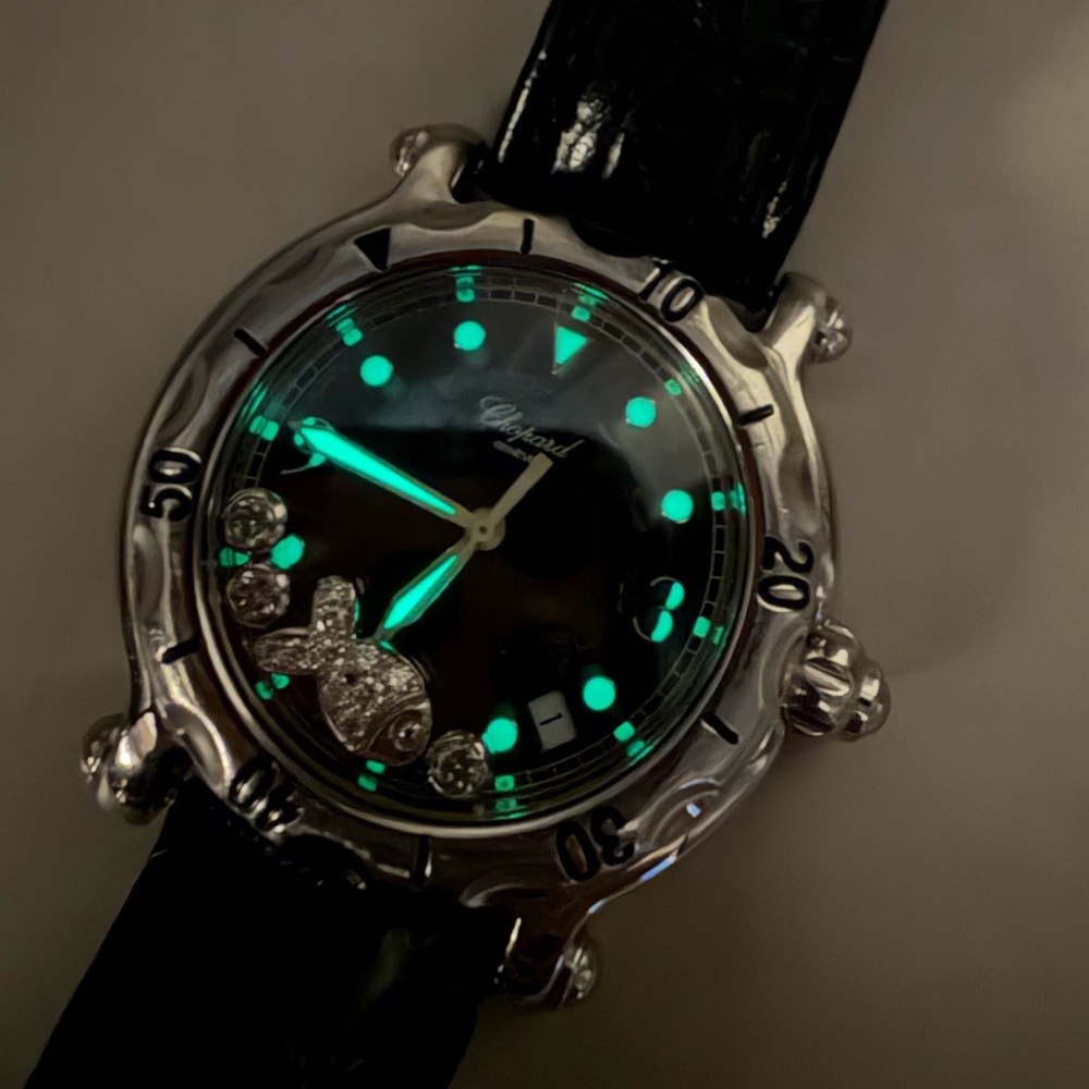 CHOPARD Happy Sport Floating Fish Deep Blue Y2K Watch - Picture 2 of 16